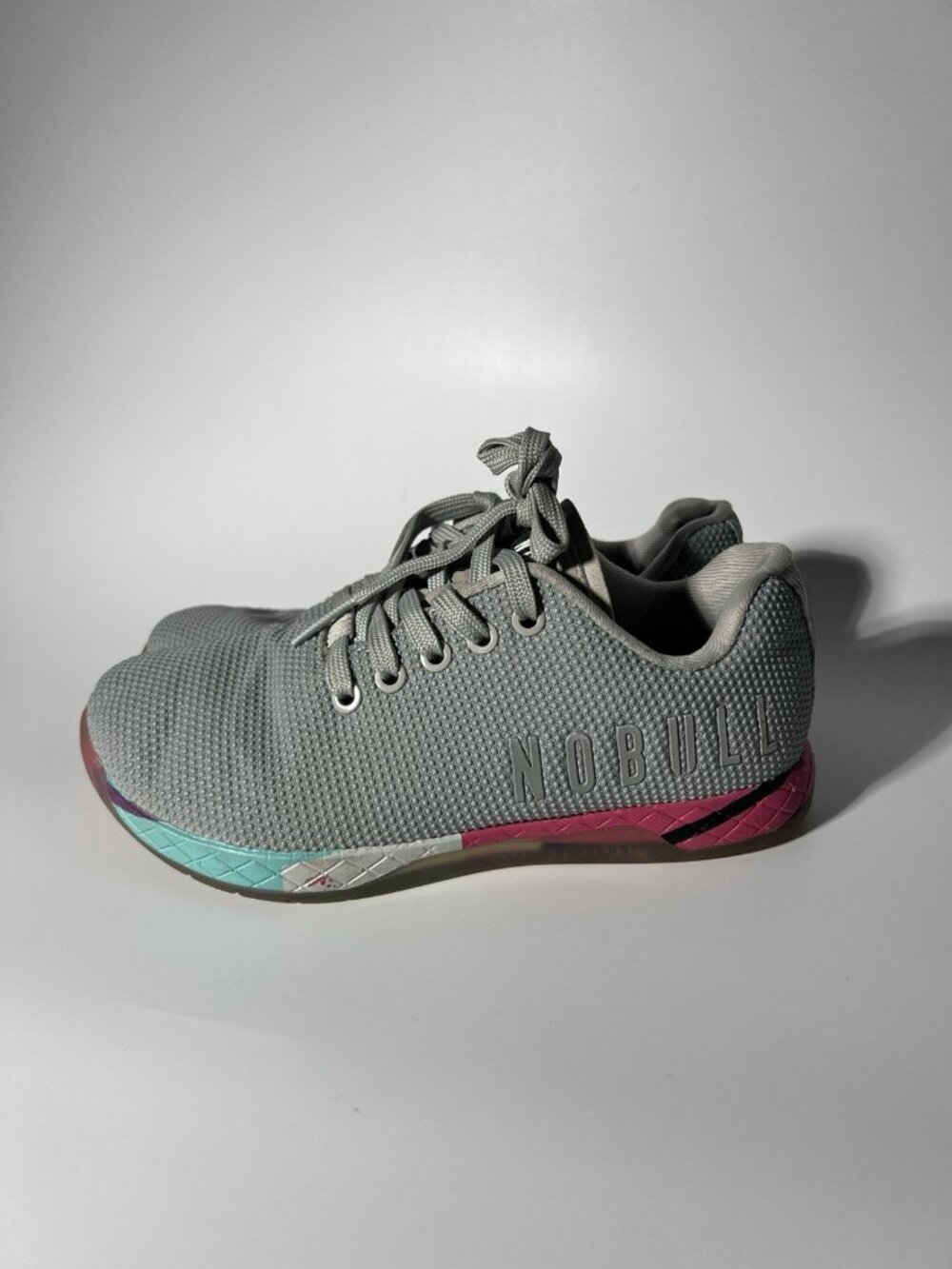 NOBULL SuperFabric Trainer Gray Pink Blue Women’s Size 6 - Picture 9 of 10